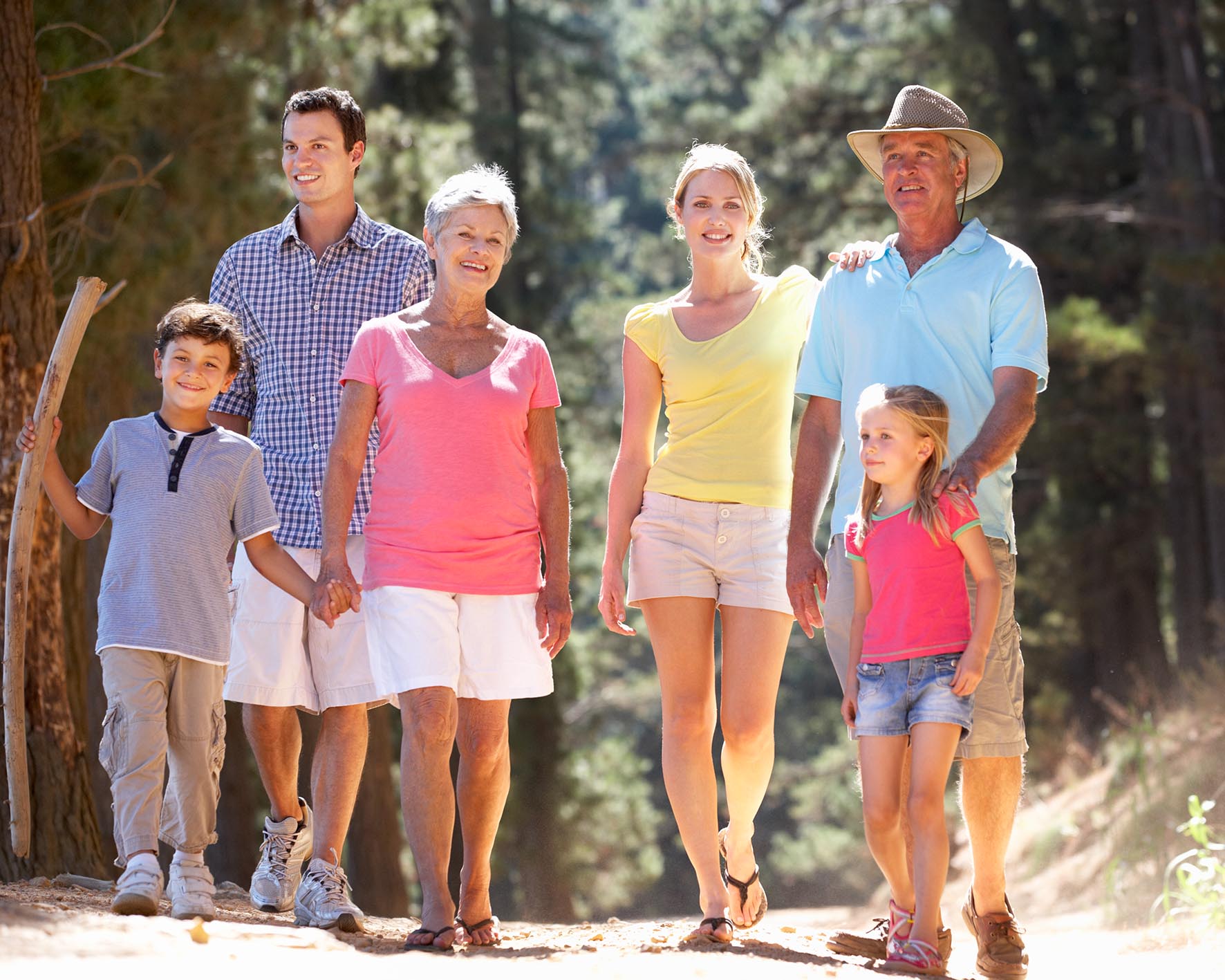 3 Generation family on country walk