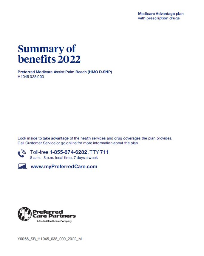 PREFERRED CARE PARTNERS PALM BEACH ASSIST PLAN (D-SNP) H1045-038 ENGLISH COVER