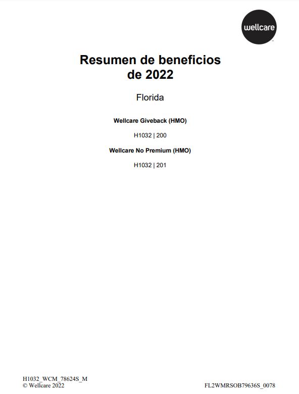 2022 WELLCARE TAMPA GIVEBACK & NO PREMIUM (HMO) H1032-200 & H1032-201 SPANISH COVER