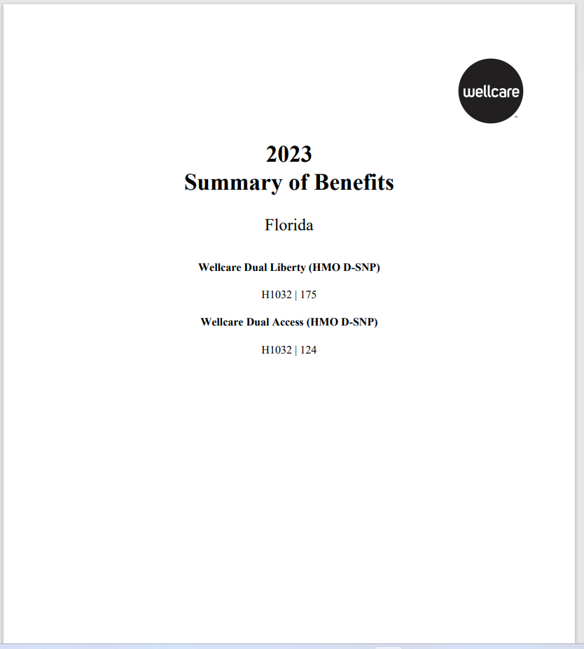 2023 Wellcare Dual Liberty 175 (HMO D-SNP) Dual Access 124 (HMO D-SNP)-COVER