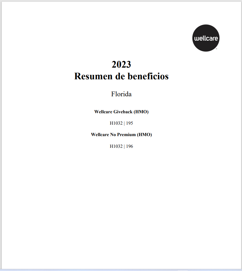 2023 Wellcare Giveback-195(HMO) No Premium-196(HMO)-SPANISH-COVER
