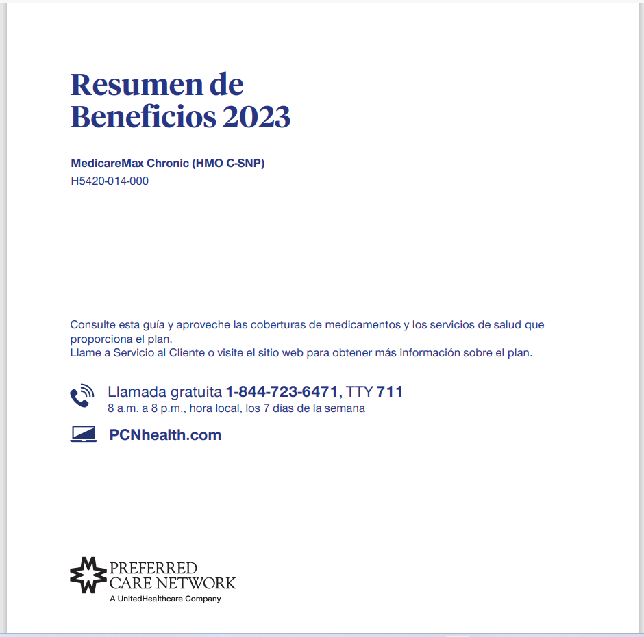 2023 UHC-PCN MEDICAREMAX CHRONIC (HMO C-SNP) H5420-014 SPANISH.COVER