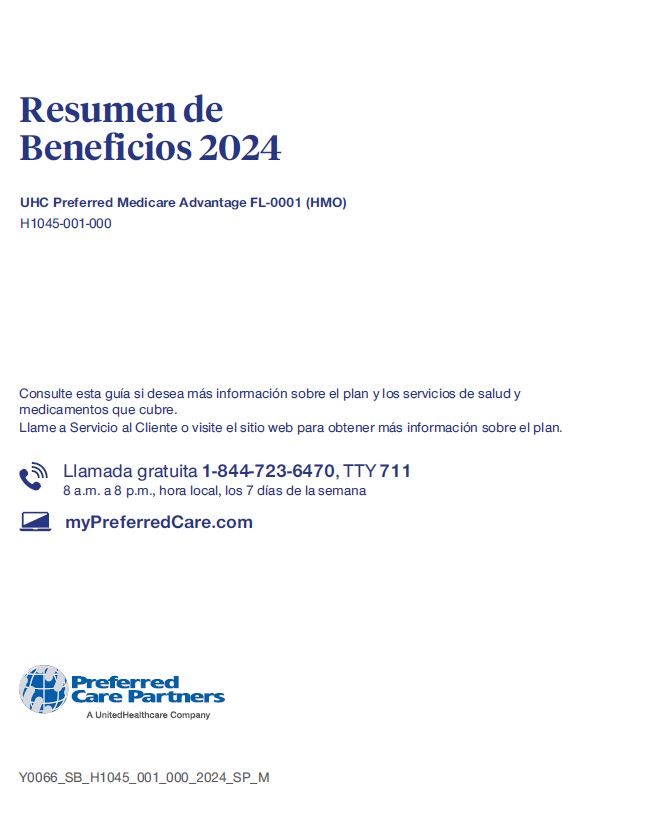 2024 UHC PCP MEDICARE CHOICE FL-001 (HMO) H1045-001 MIAMI SPANISH CVR