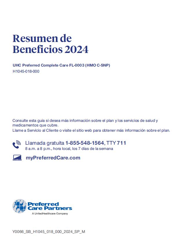 2024 UHC PCP PREFERRED COMPLETE CARE (HMO C-SNP) H1045-018 MIAMI SPANISH CVR
