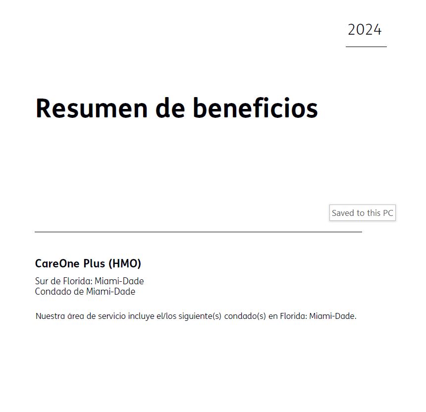 2024 CAREPLUS CAREONE PLUS (HMO) H1019-006 MIAMI SPANISH CVR