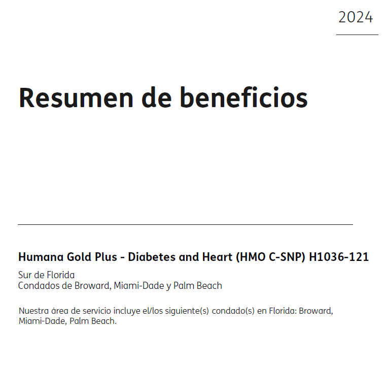 2024 HUMANA GOLD PLUS (HMO C-SNP) DIABETES & HEART H1036-121 MIA BRO PB COVER SPANISH