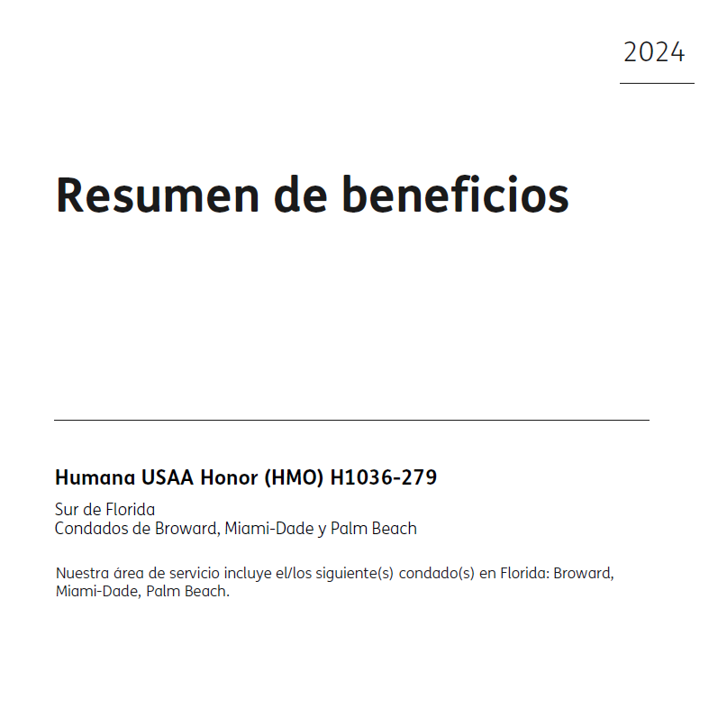 2024 HUMANA GOLD PLUS NO RX H1036-279 USAA HONOR (HMO) MIA BRO PB COVER SPANISH